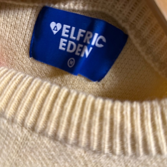 Aelfric Eden Cream and Brown Crewneck Sweater with Minimalist Design Van Gogh - Picture 3 of 6